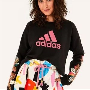 Farm Rio x Adidas Cropped Sweatshirt with Floral Sleeves